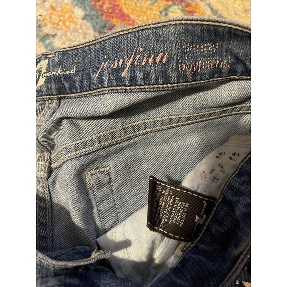 Seven 28 Josefina Embellished Skinny Boyfriend Jeans Distressed Button Front - Picture 8 of 12